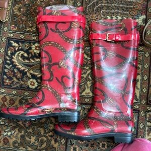 Ralph Lauren Rossalyn Women's Red w Buckle Detail Tall
Rain Boots sz 7